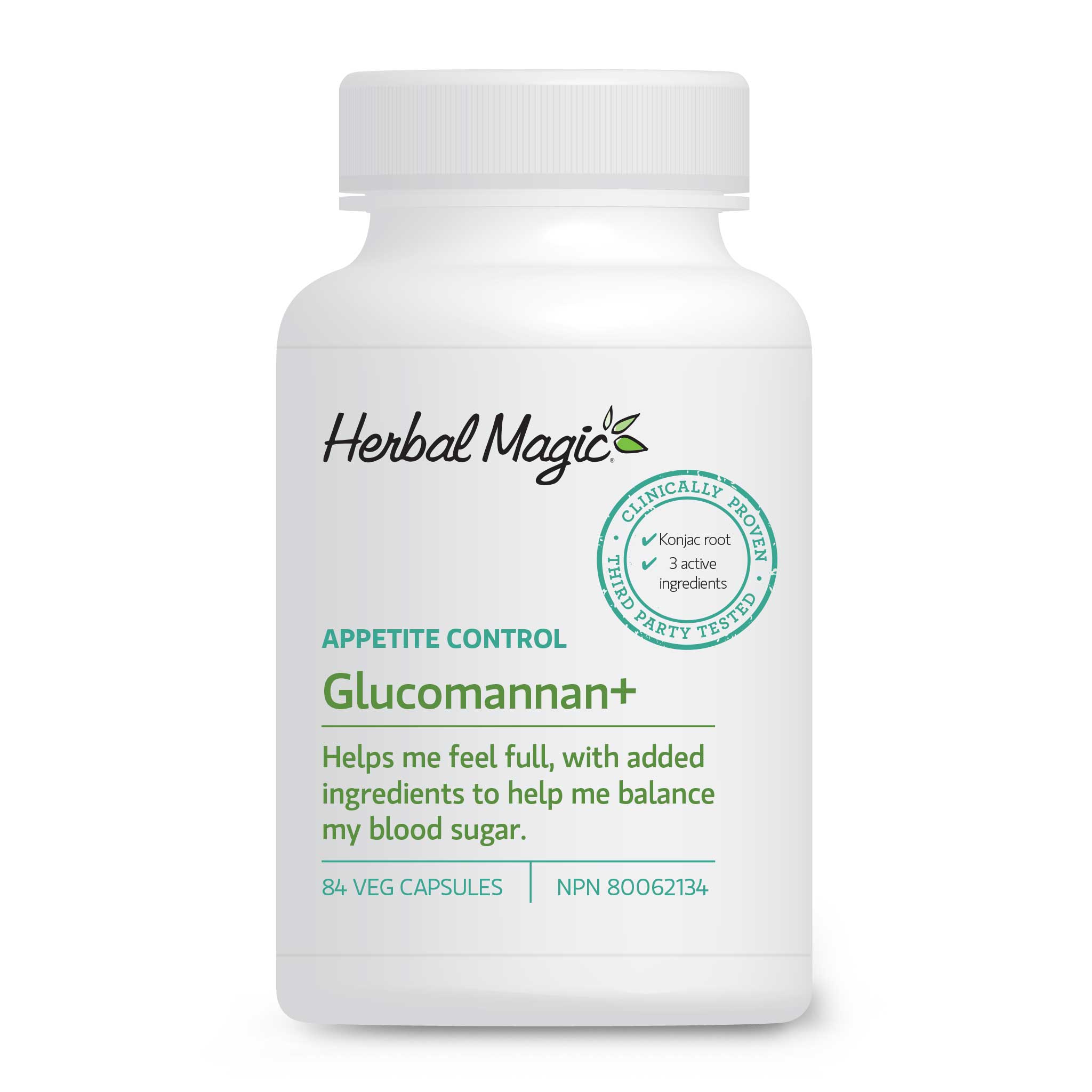 Herbal Magic's Glucomannan+ helps you feel fuller longer.